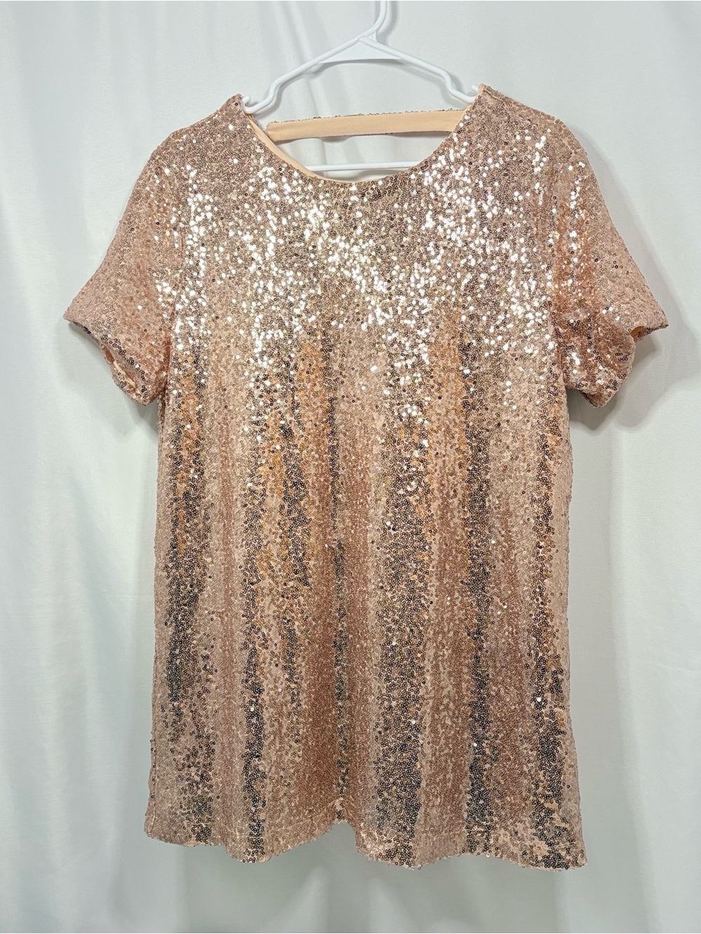 Women’s Vanilla Bay Sequin Short-Sleeve Top in Rose Gold Size XL